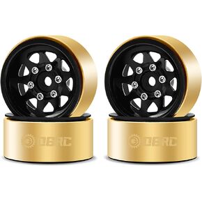 OGRC 1.0 RC Wheel Rims with Brass Rings Deep Dish Wheel Rims 1.0 Beadlock Wheels for 1/18 TRX4M 1/24 SCX24 C10 JLU Deadbolt Gladiator Bronco Crawler Car (Rose Gold)