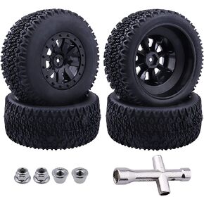 إطارات وعجلات Hobbypark RC الملصقة مسبقًا 12 مم سداسية لشاحنة دورة قصيرة RC بمقياس 1/10 Traxxas Slash 4x4 2WD، Redcat Blackout XTE SC TR10، Losi 22S SCT، 4 قطع (النمط C)