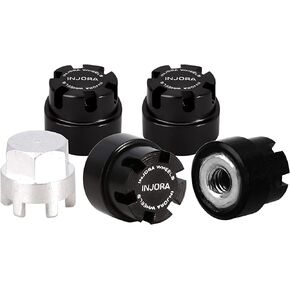INJORA M2 Wheel Nuts Cap Locking Hubs Wheel Upgrade Parts for Axial SCX24 Deadbolt JLU Gladiator Bronco RC Crawler Car(Black)