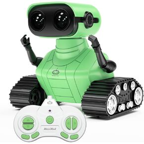 ALLCELE Girls Robot Toy, Rechargeable RC Robot for Kids, Remote Control Toy with Music and LED Eyes, Gift for Children Age 3 Years and Up - Pink