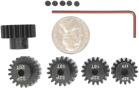 32P Hardened Pinion Gear Set 1/8 inch Hole 12T 13T 14T 15T 16T with Hex Key (Compatible with 0.8 Metric Pitch) in Kuwait