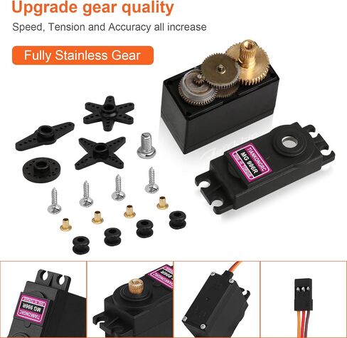 [4-Pack] MG996R 55g محرك معزز رقمي بعزم دوران معدني لطائرة Futaba JR RC هليكوبتر سيارة قارب روبوت in Kuwait