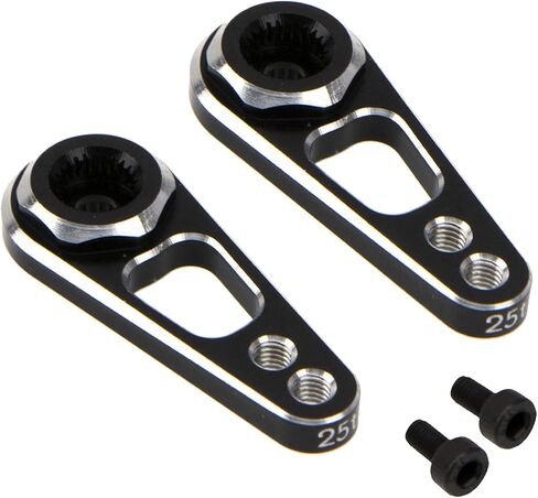 2Pack Vgoohobby Aluminum Alloy RC Double Hole 25T Steering Servo Arm Horn Compatible with Recat Axial SCX10 90046 Traxxas TRX-4 1/10 RC Crawler Climbing Car (Silver-Black) in Saudi Arabia