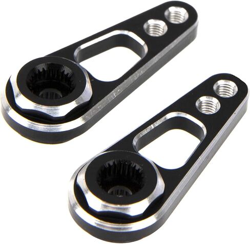 2Pack Vgoohobby Aluminum Alloy RC Double Hole 25T Steering Servo Arm Horn Compatible with Recat Axial SCX10 90046 Traxxas TRX-4 1/10 RC Crawler Climbing Car (Silver-Black) in Saudi Arabia