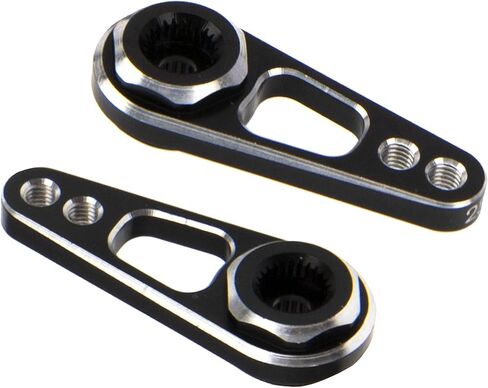 2Pack Vgoohobby Aluminum Alloy RC Double Hole 25T Steering Servo Arm Horn Compatible with Recat Axial SCX10 90046 Traxxas TRX-4 1/10 RC Crawler Climbing Car (Silver-Black) in Saudi Arabia