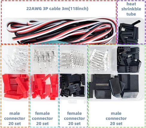 طقم موصل JST، طقم موصل مؤازر، PANPEO 40 مجموعة قابس مؤازر ذكر أنثى موصل تجعيد دبوس طقم كابل لطراز RC Hitec Spektrum، موصل مؤازر، نموذج اتصال ESC لبطارية جهاز الاستقبال in Kuwait
