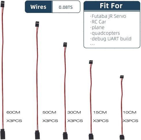 Frienda 15 Pcs 3 pin Servo Extension Cable,11.8 Inch in Kuwait