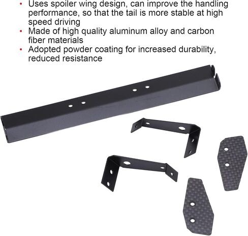 Dilwe RC Rear Wing Set, Aluminum Alloy + Carbon Fiber 165mm Length RC Tail Rear Spoiler Wing for HSP, Kyosho, Sakura, LC RC Truck Car 1/10 RC Car Body Wing Parts in Saudi Arabia