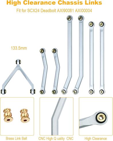 High Clearance Link Set CNC Aluminum Steering Links Fit for Axial SCX24 AXI90081 Deadbolt AXI00004 B17 Chassis Steering Link Kit LWB 133.5mm Black in Saudi Arabia