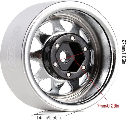 INJORA Stamped Steel 1.0 Beadlock Wheel -3.78mm Offset for Micro Crawlers in Kuwait