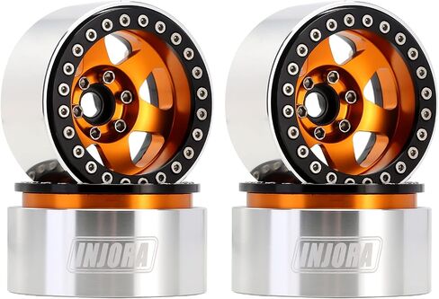 INJORA 1.9 Beadlock عجلة حافة طبق عميق إزاحة سلبية عجلات 9.4 مم لسيارة 1/10 RC الزاحفة TRX4 محوري SCX10 (أسود وفضي) in Saudi Arabia
