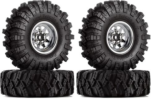 INJORA 1.0 Beadlock Wheel Mud Tires Set Deep Dish 1.0 "عجلات إطارات لـ 1/18 TRX4M Axial AX24 SCX24 Gladiator Deadbolt Bronco C10 JLU ترقية أجزاء (أسود) in Saudi Arabia