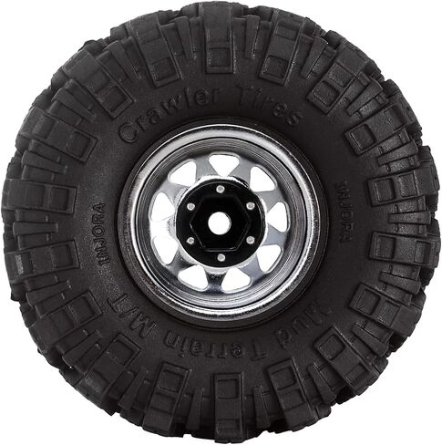 INJORA 1.0 Beadlock Wheel Mud Tires Set Deep Dish 1.0 "عجلات إطارات لـ 1/18 TRX4M Axial AX24 SCX24 Gladiator Deadbolt Bronco C10 JLU ترقية أجزاء (أسود) in Saudi Arabia