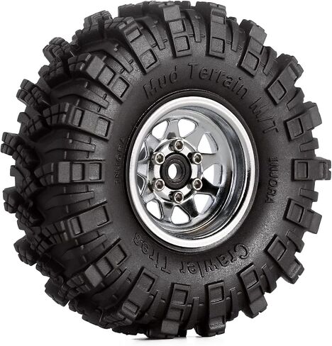 INJORA 1.0 Beadlock Wheel Mud Tires Set Deep Dish 1.0 "عجلات إطارات لـ 1/18 TRX4M Axial AX24 SCX24 Gladiator Deadbolt Bronco C10 JLU ترقية أجزاء (أسود) in Saudi Arabia