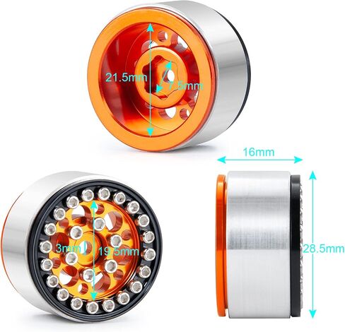 SWX 1.0 Metal Beadlock Wheel Rim 4pcs Wheel Hub for 1/24 RC Crawler Car Axial SCX24 Gladiator Bronco C10 Deadbolt JLU Upgrade Parts (Silver) in Kuwait