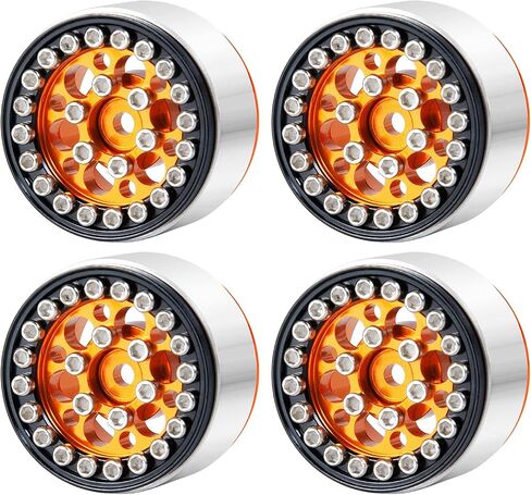 SWX 1.0 Metal Beadlock Wheel Rim 4pcs Wheel Hub for 1/24 RC Crawler Car Axial SCX24 Gladiator Bronco C10 Deadbolt JLU Upgrade Parts (Silver) in Kuwait