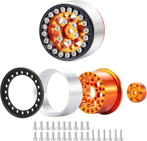 SWX 1.0 Metal Beadlock Wheel Rim 4pcs Wheel Hub for 1/24 RC Crawler Car Axial SCX24 Gladiator Bronco C10 Deadbolt JLU Upgrade Parts (Silver) in Kuwait