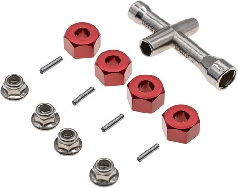 4Pcs Aluminum 12mm hex hubs Wheel adapters 7mm Thickness & M4 Flanged Lock Nuts for Traxxas 1/10 Stampede Slash 4x4 RC Car etc in Saudi Arabia