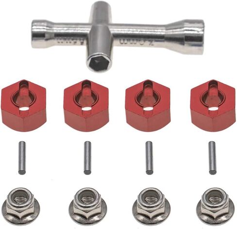 4Pcs Aluminum 12mm hex hubs Wheel adapters 7mm Thickness & M4 Flanged Lock Nuts for Traxxas 1/10 Stampede Slash 4x4 RC Car etc in Saudi Arabia