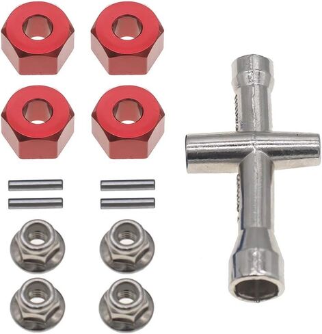 4Pcs Aluminum 12mm hex hubs Wheel adapters 7mm Thickness & M4 Flanged Lock Nuts for Traxxas 1/10 Stampede Slash 4x4 RC Car etc in Saudi Arabia