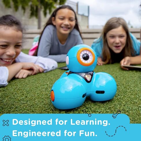 Wonder Workshop Dash – روبوت البرمجة للأطفال بعمر 6 سنوات فما فوق – تنشيط الصوت – التنقل بين الأشياء – 5 تطبيقات برمجة مجانية للعلوم والتكنولوجيا والهندسة والرياضيات – إنشاء مواطنين رقميين واثقين، أزرق in Kuwait