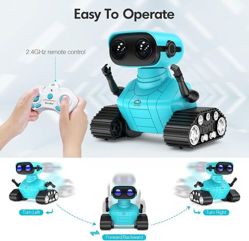 ALLCELE Girls Robot Toy, Rechargeable RC Robot for Kids, Remote Control Toy with Music and LED Eyes, Gift for Children Age 3 Years and Up - Pink in Saudi Arabia