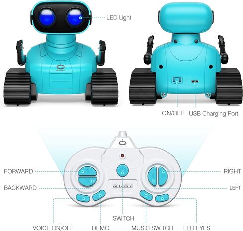 ALLCELE Girls Robot Toy, Rechargeable RC Robot for Kids, Remote Control Toy with Music and LED Eyes, Gift for Children Age 3 Years and Up - Pink in Saudi Arabia