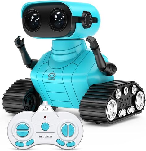 ALLCELE Girls Robot Toy, Rechargeable RC Robot for Kids, Remote Control Toy with Music and LED Eyes, Gift for Children Age 3 Years and Up - Pink in Saudi Arabia