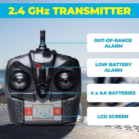 قارب Force1 Velocity H102 RC - قارب تحكم عن بعد لحمامات السباحة والبحيرات، قوارب RC سريعة للبالغين والأطفال بسرعة 20+ ميل في الساعة، 4 قنوات تحكم عن بعد 2.4 جيجا هرتز، وبطارية قارب قابلة لإعادة الشحن (أزرق) in Saudi Arabia
