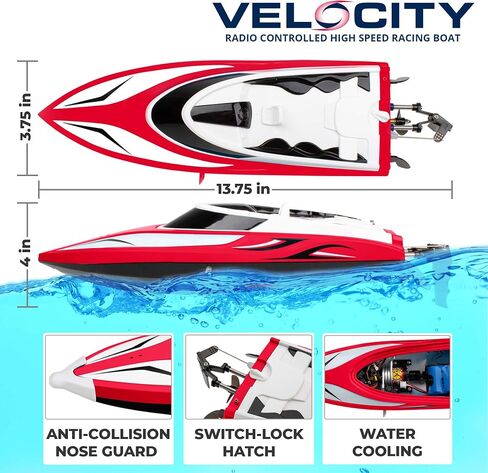 قارب Force1 Velocity H102 RC - قارب تحكم عن بعد لحمامات السباحة والبحيرات، قوارب RC سريعة للبالغين والأطفال بسرعة 20+ ميل في الساعة، 4 قنوات تحكم عن بعد 2.4 جيجا هرتز، وبطارية قارب قابلة لإعادة الشحن (أزرق) in Saudi Arabia