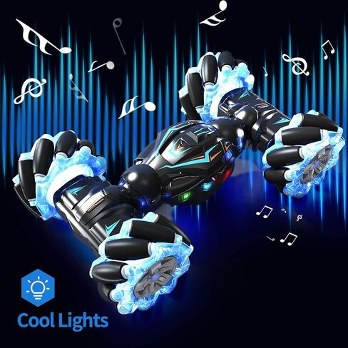 سيارة Deejoy RC Stunt Car، 2.4 جيجا هرتز 4WD للتحكم عن بعد بمستشعر الإيماءات، سيارة دوارة على الطرق الوعرة مزدوجة الجوانب تقلب 360 درجة مع موسيقى أضواء، للأولاد والبنات في أعياد الميلاد in Saudi Arabia