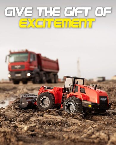 حفار LAEGENDARY RC - حفار يعمل بالتحكم عن بعد - كهربائي، مركبات بناء من فئة الهوايات - مقياس 1:14، أسود - أحمر in Kuwait