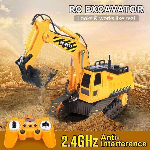 DOUBLE E Remote Control Excavator Toy 2 Batteries Digger Hydraulic Construction Vehicles RC Trucks Toys for Boys Girls Kids 3 4 5 6 7 8 9 10 Year in Saudi Arabia