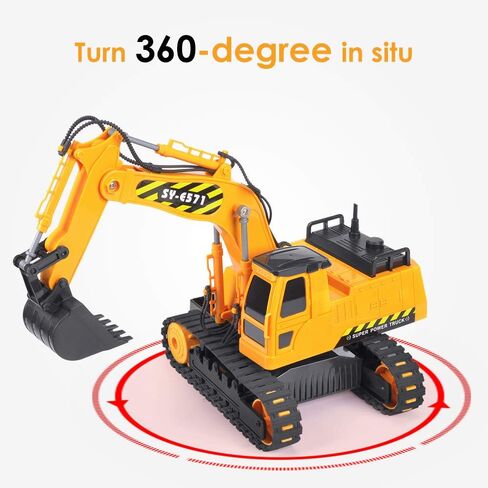 DOUBLE E Remote Control Excavator Toy 2 Batteries Digger Hydraulic Construction Vehicles RC Trucks Toys for Boys Girls Kids 3 4 5 6 7 8 9 10 Year in Saudi Arabia