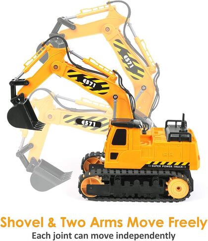 DOUBLE E Remote Control Excavator Toy 2 Batteries Digger Hydraulic Construction Vehicles RC Trucks Toys for Boys Girls Kids 3 4 5 6 7 8 9 10 Year in Saudi Arabia