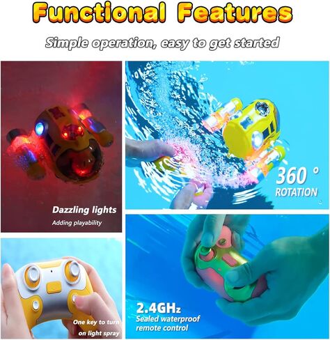 قارب Micayg RC للأطفال، قارب التحكم عن بعد للأولاد 4-7،8-12، قارب ذاتي التصحيح مع أضواء LED ولعبة مياه رش غاز لحمام السباحة والبحيرات، بطاريات قابلة لإعادة الشحن، 2.4 جيجا هرتز، 15+KMH (أصفر) in Kuwait