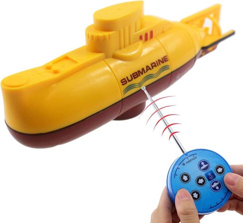 Tipmant Mini RC Submarine Toy Remote Control Boat Underwater Electric Diving Water Fish Tank Kids Birthday Gift (Yellow) in Kuwait