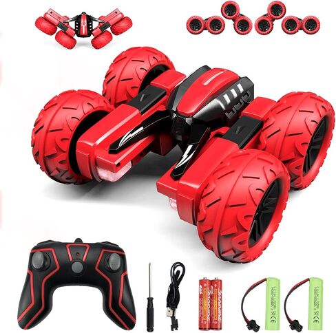 سيارة تحكم عن بعد من أميكول، سيارة هواية RC مع ضوء LED كهربائي 4WD 2.4 جيجا هرتز مزدوج الجانب دوار سيارة سباق 360 درجة تقلب الطرق الوعرة للأطفال لعبة سيارات للأولاد والبنات 3-12 سنة هدية عيد الميلاد in Kuwait