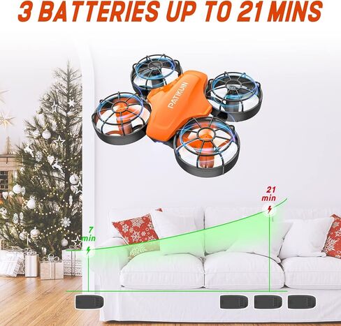 طائرات بدون طيار صغيرة للأطفال، طائرة بدون طيار باتيكوين S100 RC مع توقف في حالات الطوارئ لأكثر من 8 سنوات من الأولاد والبنات المبتدئين، طائرة هليكوبتر نانو RC كوادكوبتر مع تحوم تلقائي ثلاثي الأبعاد وجهاز تحكم عن بعد الوجه بدون رأس، 3 بطاريات اختيار هدية  in Kuwait