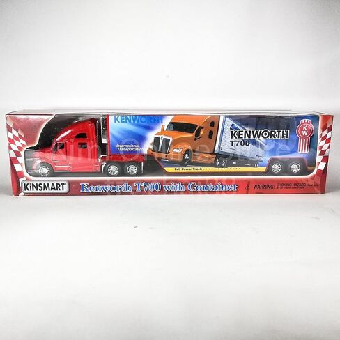KiNSMART Kenworth T700 Container Truck, 1:68 Scale, Die Cast Metal Model, Red with Decals, Pullback Action in Kuwait