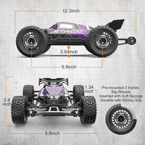Jetwood 1/16 Fast Remote Control Car for Adults, Electric 4WD RTR Brushless RC Cars, High Speed RC Truck Gifts for Boys, Max 42 mph Offroad Buggy, JC16EP with 2 Lipo in Saudi Arabia