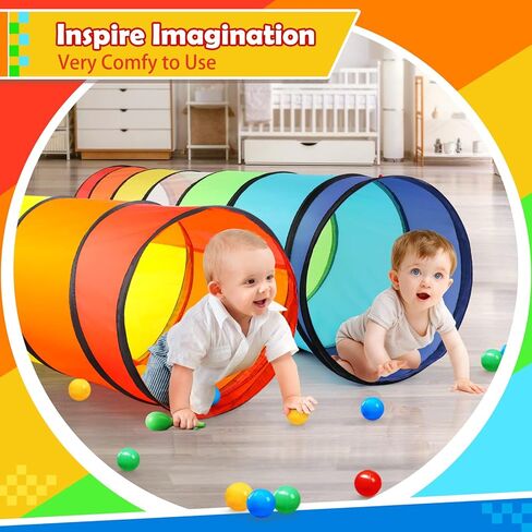 PigPigPen Pop Up Play Tunnel Tent for Toddlers Babies or Dogs, Indoor & Outdoor Toys for Kids Backyard Playset. (Red,Yellow,Blue) in Kuwait