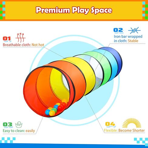 PigPigPen Pop Up Play Tunnel Tent for Toddlers Babies or Dogs, Indoor & Outdoor Toys for Kids Backyard Playset. (Red,Yellow,Blue) in Kuwait