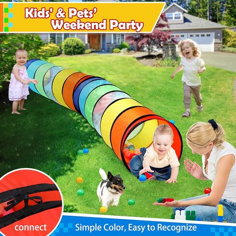 PigPigPen Pop Up Play Tunnel Tent for Toddlers Babies or Dogs, Indoor & Outdoor Toys for Kids Backyard Playset. (Red,Yellow,Blue) in Kuwait