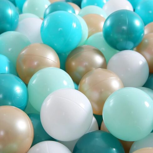 كرات GOGOSO Ball Pit باللون الأزرق لبيت اللعب، حمام سباحة للأطفال الرضع والأطفال الصغار والأولاد، خالية من الفثالات وخالية من البيسفينول A، عبوة من 100 قطعة مع حقيبة تخزين، مع لون أزرق لؤلؤي، أزرق فاتح، أبيض in Kuwait