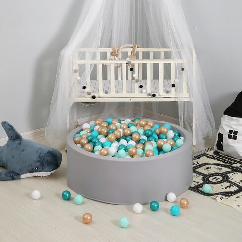كرات GOGOSO Ball Pit باللون الأزرق لبيت اللعب، حمام سباحة للأطفال الرضع والأطفال الصغار والأولاد، خالية من الفثالات وخالية من البيسفينول A، عبوة من 100 قطعة مع حقيبة تخزين، مع لون أزرق لؤلؤي، أزرق فاتح، أبيض in Kuwait