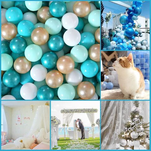 كرات GOGOSO Ball Pit باللون الأزرق لبيت اللعب، حمام سباحة للأطفال الرضع والأطفال الصغار والأولاد، خالية من الفثالات وخالية من البيسفينول A، عبوة من 100 قطعة مع حقيبة تخزين، مع لون أزرق لؤلؤي، أزرق فاتح، أبيض in Kuwait