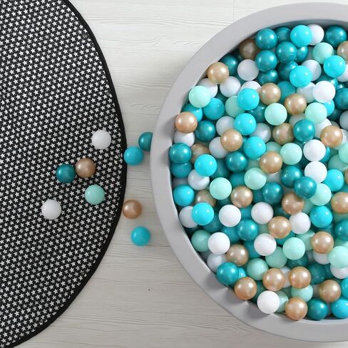 كرات GOGOSO Ball Pit باللون الأزرق لبيت اللعب، حمام سباحة للأطفال الرضع والأطفال الصغار والأولاد، خالية من الفثالات وخالية من البيسفينول A، عبوة من 100 قطعة مع حقيبة تخزين، مع لون أزرق لؤلؤي، أزرق فاتح، أبيض in Kuwait