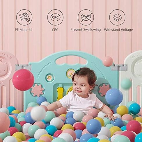 Ball Pit Balls for Kids, 100 pcs 2.15 Inches Small Size Thicken Soft Plastic Crush Proof Ball Pit Balls BPA Phthalate Free Baby Toddler Toy Ball with 3 Color White Clear and Pink in Saudi Arabia