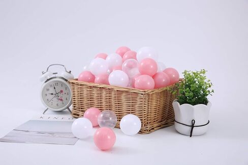 Ball Pit Balls for Kids, 100 pcs 2.15 Inches Small Size Thicken Soft Plastic Crush Proof Ball Pit Balls BPA Phthalate Free Baby Toddler Toy Ball with 3 Color White Clear and Pink in Saudi Arabia